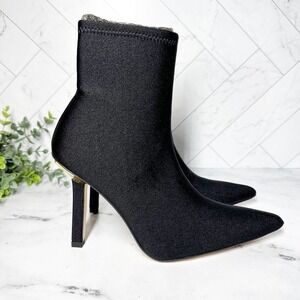 Good American Ankle Black Neoprene Stiletto Heeled Booties